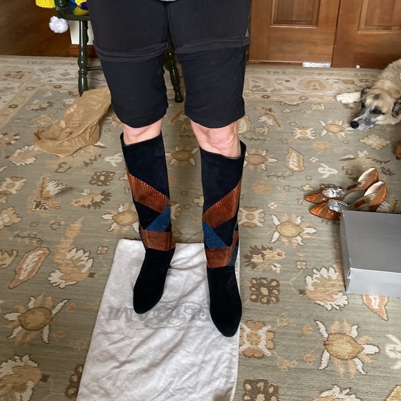 Beltrani Black Suede Knee high boot - Picture 2 of 8